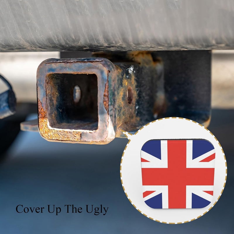 Tnomchey United Kingdom Flag Towing Cover Blue Red White UK Flag England Great Britain Patriotic Sturdy Rubber Tow Hitch Cover Insert Receiver Tube Cover Cap Fit for 2 Inch Hitch Receivers - Image 4